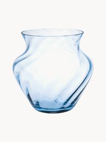 Handgefertigte Vase Dahlia, H 22 cm, Glas, Hellblau, Ø 23 x H 22 cm