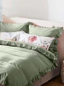 Bavlnená posteľná bielizeň z bavlneného perkálu s volánmi Florence, Zelená, 155 x 220 cm + 1 vankúš 80 x 80 cm