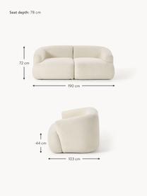 Modulares Teddy-Sofa Sofia (2-Sitzer), Bezug: Teddy (100 % Polypropylen, Gestell: Fichtenholz, Spanplatte, , Teddy Off White, B 190 x T 103 cm