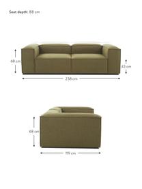 Modulares Sofa Lennon (3-Sitzer), Bezug: 100 % Polyester Der strap, Gestell: Massives Kiefernholz FSC-, Webstoff Olivgrün, B 238 x T 119 cm