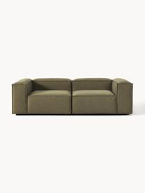 Modulares Sofa Lennon (3-Sitzer), Bezug: 100 % Polyester Der strap, Gestell: Massives Kiefernholz, Spe, Webstoff Olivgrün, B 238 x T 119 cm
