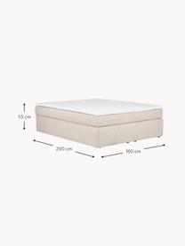 Letto boxspring Enya, Rivestimento superiore: 45% cotone, 55% poliester, Materasso: nucleo a molle insacchett, Piedini: plastica Questo prodotto , Tessuto beige, Larg. 160 x lung. 200 cm, grado di durezza H3