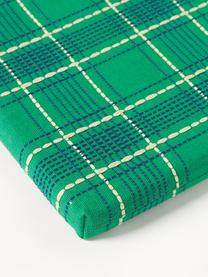 Coussin d'assise en coton à carreaux avec broderies Orla, 100 % coton, Vert, larg. 40 x long. 37 cm