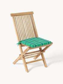 Cuscino sedia in cotone a quadri con ricamo Orla, 100% cotone, Verde, Larg. 40 x Lung. 37 cm