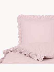 Gewaschener Baumwoll-Bettdeckenbezug Florence mit Rüschen, Webart: Perkal Fadendichte 180 TC, Hellrosa, B 200 x L 210 cm