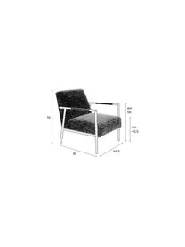 Loungefauteuil Wakasan in grijs, Bekleding: polyester, Frame: gepoedercoat metaal, Geweven stof grijs, B 61 x D 81 cm