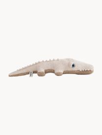 Handgefertigtes Kuschelkissen Savanah Croco, Unten: Kunstpelz (100 % Polyeste, Hellbeige, gesprenkelt, B 44 x H 10 cm