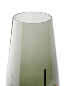 Jarrón de suelo soplado artesanalmente Échasse, Estructura: latón, Jarrón: vidrio soplado artesanalm, Verde, dorado, Ø 15 x Al 45 cm