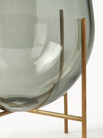 Vaso da terra in vetro soffiato Echasse, alt. 44 cm, Struttura: ottone, Vaso: vetro soffiato, Verde, dorato, Ø 22 x Alt. 44 cm