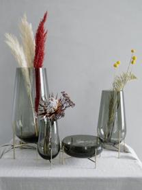 Mondgeblazen vloervaas Échasse, verschillende formaten, Frame: messing, Vaas: mondgeblazen glas, Olijfgroen, transparant, Ø 22 x H 44 cm