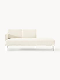 Chaise longue Fluente, Bekleding: 100% polyester Met 80.000, Frame: massief grenenhout, berke, Poten: metaal, gepoedercoat Dit , Geweven stof gebroken wit, B 202 x D 85 cm, rugleuning links