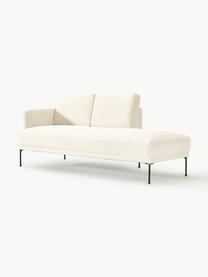 Chaise longue Fluente, Bekleding: 100% polyester Met 80.000, Frame: massief grenenhout, berke, Poten: metaal, gepoedercoat Dit , Geweven stof gebroken wit, B 202 x D 85 cm, rugleuning links