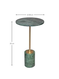 Ronde marmeren bijzettafel Gunnar, Gemarmerd groen, Ø 38 x H 65 cm