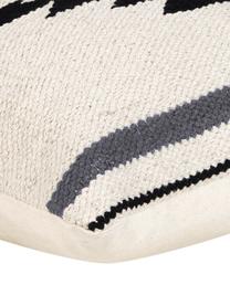 Geweven kussenhoes Toluca in ethno stijl, 100% katoen, Zwart, beige, B 45 x L 45 cm