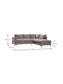 Sofa narożna z aksamitu z funkcją spania Lilly, Tapicerka: 100% aksamit poliestrowy, Ciemny beżowy, S 237 x G 197 cm