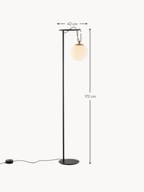 Lampa podłogowa ze szkła dmuchanego nh, Stelaż: aluminium powlekane, Biały, czarny, W 172 cm