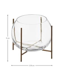 Petit vase boule sur support en métal Ada, Couleur laitonnée, transparent, Ø 8 x haut. 11 cm