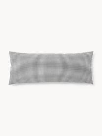 Funda de almohada de seersucker Davey, Gris oscuro, blanco, An 45 x L 110 cm