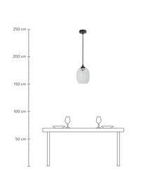 Kleine Glas-Pendelleuchte Gisele mit Tupfen-Muster, Lampenschirm: Glas, Baldachin: Stahl, beschichtet, Transparent, Weiss, Ø 18 x H 30 cm