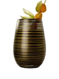 Vasos cóctel de cristal Twister, 6 uds., Cristal recubierto, Negro, dorado, Ø 9 x Al 12 cm, 465 ml