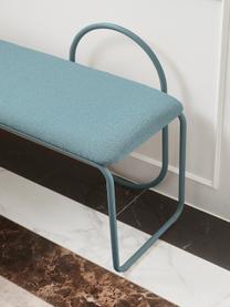 Banc rembourré Angui, Tissu gris-bleu, larg. 110 x prof. 39 cm