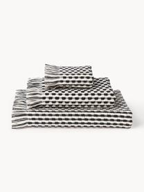Set de toallas texturizadas Yara, 3 uds., Blanco Off White, negro, Set de 3 (toalla tocador, toalla lavabo y toalla ducha)