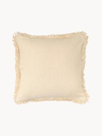 Cuscino imbottito con frange Prague, Retro: cotone, Beige chiaro, Larg. 40 x Lung. 40 cm