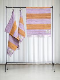Handgewebte Baumwollfußmatte Chindi, 100 % Baumwolle, Lavendel, Orange, B 45 x L 60 cm