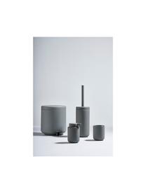 Vaso cepillo de dientes de gres Omega, Gres revestido con superficie de tacto suave (plástico), Gris, Ø 8 x Al 10 cm