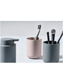 Vaso cepillo de dientes de gres Omega, Gres revestido con superficie de tacto suave (plástico), Gris, Ø 8 x Al 10 cm