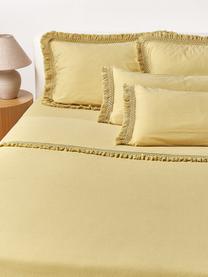 Drap plat en percale de coton Abra, Jaune moutarde, larg. 240 x long. 280 cm