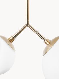 Hanglamp Twice, Lampenkap: glas, Frame: gecoat metaal, Wit, goudkleurig, B 47 x H 70 cm