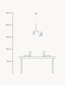 Pendelleuchte Twice, Lampenschirm: Glas, Gestell: Metall, beschichtet, Weiß, Goldfarben, B 47 x H 70 cm