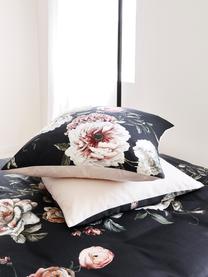 Housse de couette en satin de coton Blossom, Noir, larg. 200 x long. 200 cm