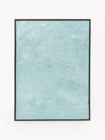 Handbeschilderde canvasdoek Simple Living, Lijst: eikenhout, gecoat, Turquoise, B 92 x H 120 cm