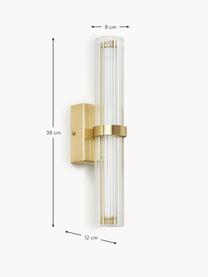 LED-Wandleuchte Mirabella, Lampenschirm: Glas, Transparent, Goldfarben, B 8 x H 38 cm
