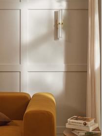 LED wandlamp Mirabella, Lampenkap: glas, Transparant, goudkleurig, B 8 x H 38 cm