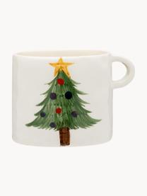 Handbemalte XL Tasse Christmas Tree, Steingut, Off White, Grün, Mehrfarbig, Ø 10 x H 9 cm, 500 ml