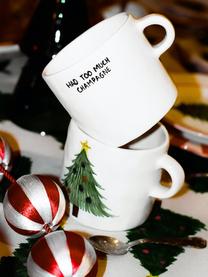 Handbemalte XL Tasse Christmas Tree, Steingut, Off White, Grün, Mehrfarbig, Ø 10 x H 9 cm, 500 ml