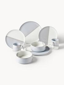 Set 16 stoviglie per colazione con motivo astratto Ilan, 4 persone, Porcellana, Grigio, bianco, 4 persone (16 pz)