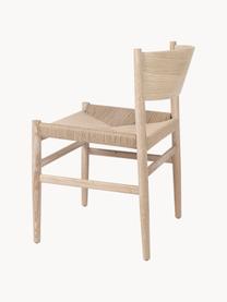 Chaise artisanale avec assise tressée Nestor, Beige clair, bois de chêne, clair, larg. 50 x prof. 53 cm