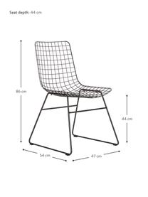 Kovová židle Wire, Kov s práškovým nástřikem, Černá, Š 47 cm, H 54 cm