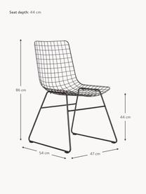 Chaise en métal Wire, Métal, revêtement par poudre, Noir, larg. 47 x prof. 54 cm