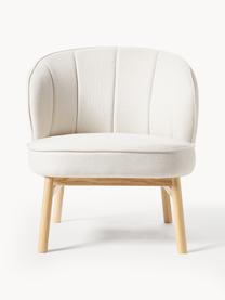 Fauteuil lounge rembourré en bois Dale, Tissu blanc cassé, bois de frêne clair, larg. 68 x haut. 68 cm