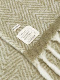 Manta de lana con flecos Mathea, 60% lana, 25% acrílico, 15% nylon, Marrón, crema, L 170 x An 130 cm