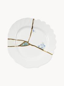 Assiette à dessert en porcelaine design Kintsugi, Blanc, doré, Ø 21 cm