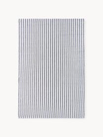 Handgeweven in- & outdoor vloerkleed Lyla, 100% polyester, GRS-gecertificeerd, Wit, donkerblauw, B 80 x L 150 cm (maat XS)