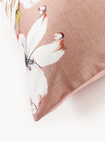 Povlak na polštář z bavlněného saténu s květinovým potiskem Flori, Starorůžová, více barev, Š 40 cm, D 80 cm
