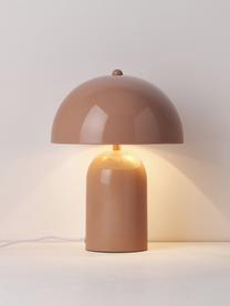Kleine retro tafellamp Walter, Lampenkap: gepoedercoat metaal, Lampvoet: gepoedercoat metaal, Abrikoos, glanzend, Ø 25 x H 34 cm