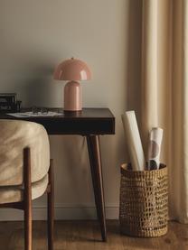 Lámpara de mesa pequeña Walter, Pantalla: metal con pintura en polv, Cable: cubierto en tela, Melocotón brillante, Ø 25 x Al 34 cm